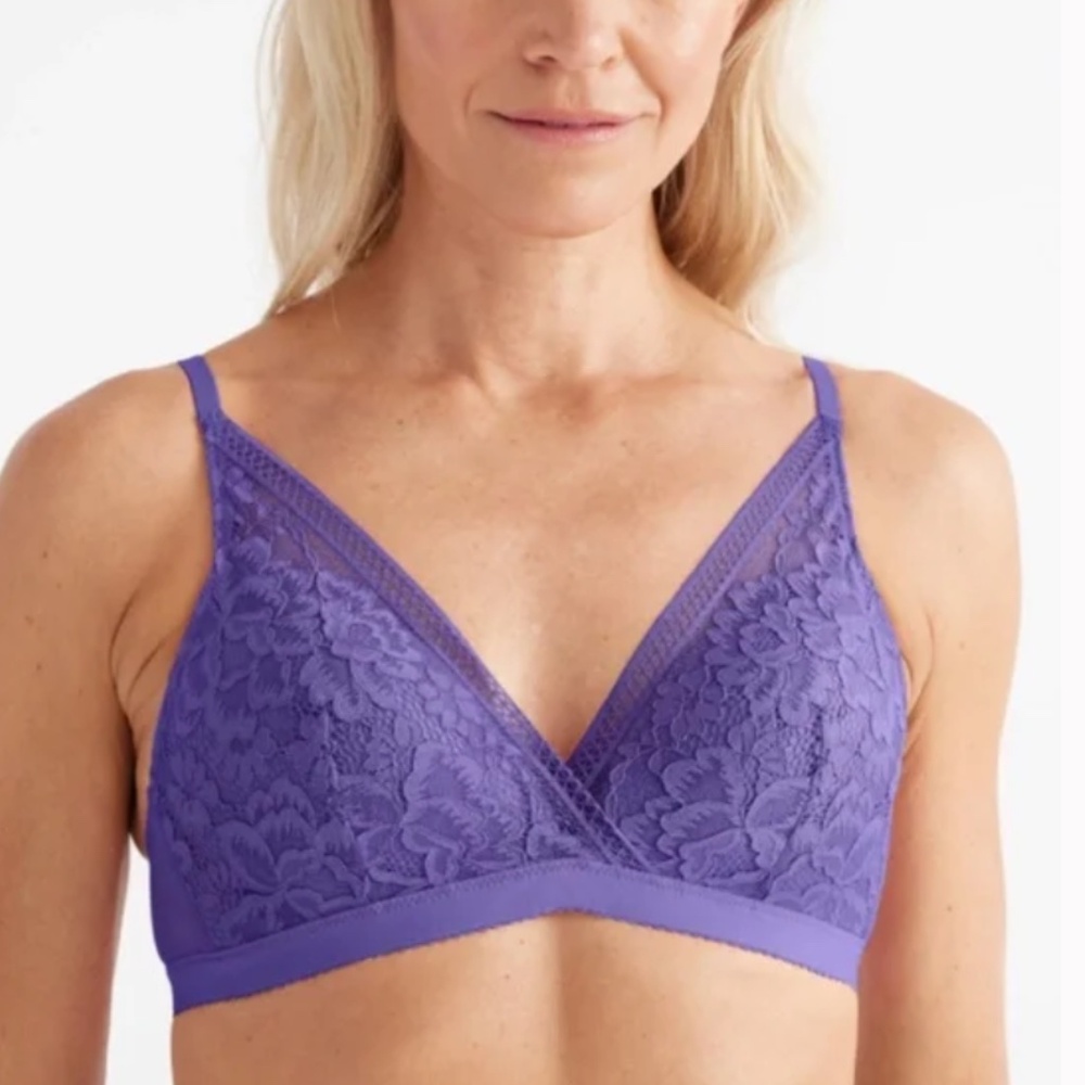 💐Knix Deep V Lace Bralette Sz L in Periwinkle